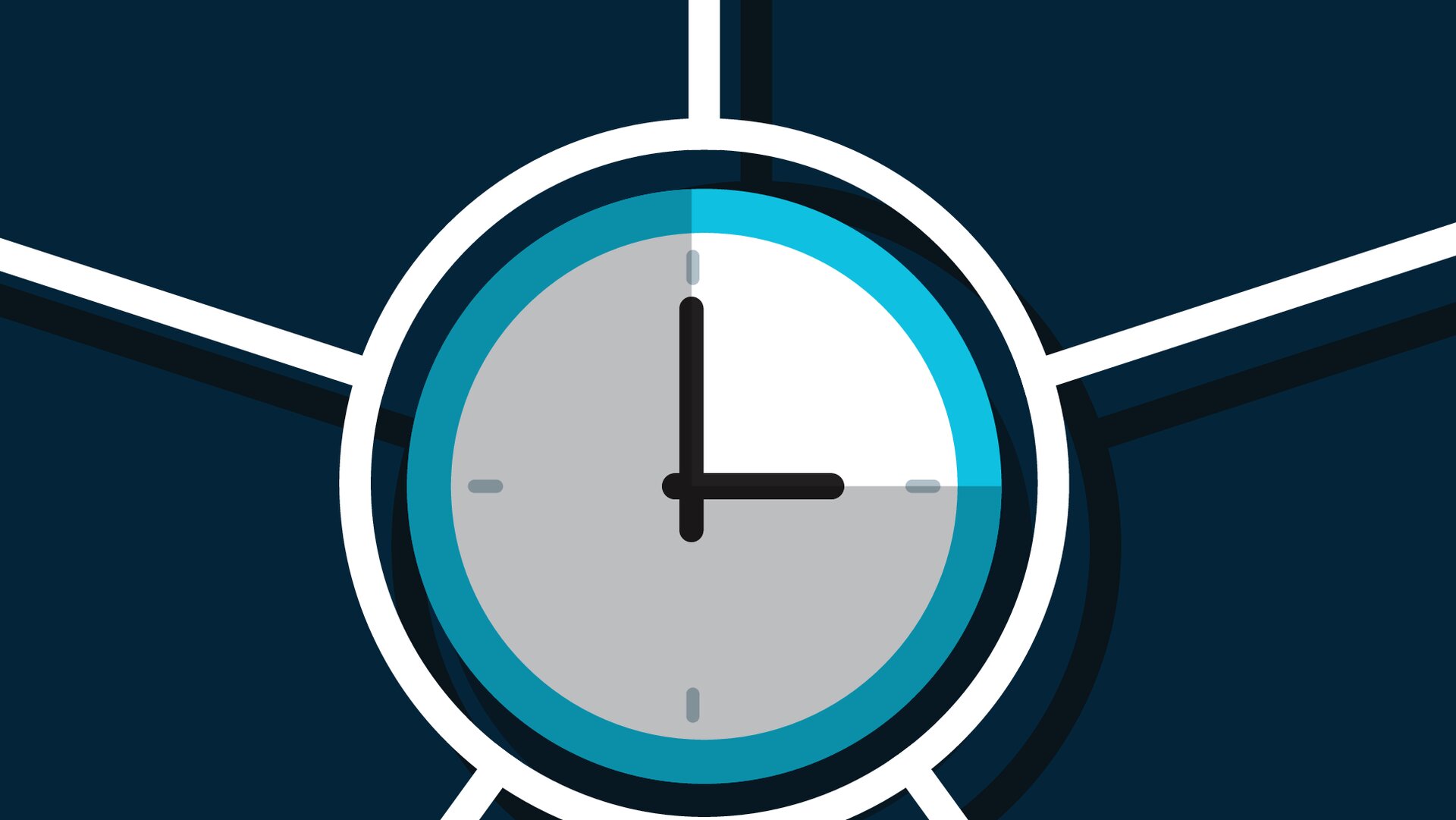 Illustrated clock face on a navy background representing time-of-use electricity pricing